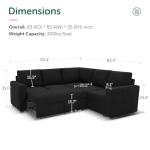 HONBAY Sectional Sleeper Sofa with Pull Out Bed, Velvet L Shaped Couch with Storage Seat, Modular Sectional Couches for Living Room, Black