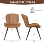 Nalupatio Dining Chairs Set of 2, Modern Dining Room Chairs Comfy Backrest Thick Upholstered Kitchen Chairs 19IN Height with Metal Legs Brown