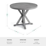 Martha Stewart Bedford 36" Round Indoor-Outdoor Aluminum Patio Dining Table with Trestle Base, Accommodates up to 4 Adults, Brushed Gray Woodgrain Finish