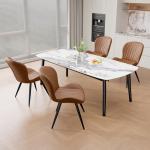 Nalupatio Dining Chairs Set of 2, Modern Dining Room Chairs Comfy Backrest Thick Upholstered Kitchen Chairs 19IN Height with Metal Legs Brown