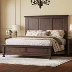 AMERLIFE Solid Wood Queen Bed Frame with 65.2" High Headboard, Traditional Platform Bed with Heavy Duty Slats, No Box Spring Needed, Easy Assembly, Dark Brown