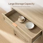 SICOTAS Sideboard Buffet Storage Cabinet Set of 2, Rattan Credenza Buffet Table, Boho Console Accent Cabinet with Doors and Drawer, Coffee Bar Cabinets for Kitchen Entryway Living Room, Natural