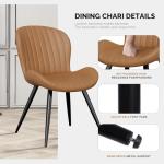Nalupatio Dining Chairs Set of 2, Modern Dining Room Chairs Comfy Backrest Thick Upholstered Kitchen Chairs 19IN Height with Metal Legs Brown