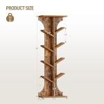 Hzuaneri Tree Bookshelf, 11 Tier Narrow Bookcase, Display Shelf, Book Organizer, Small Floor Standing Book Shelf for Bedroom, Living Room, Home Office, Rustic Brown BC01601X