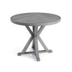 Martha Stewart Bedford 36" Round Indoor-Outdoor Aluminum Patio Dining Table with Trestle Base, Accommodates up to 4 Adults, Brushed Gray Woodgrain Finish