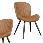 Nalupatio Dining Chairs Set of 2, Modern Dining Room Chairs Comfy Backrest Thick Upholstered Kitchen Chairs 19IN Height with Metal Legs Brown