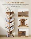 Hzuaneri Tree Bookshelf, 11 Tier Narrow Bookcase, Display Shelf, Book Organizer, Small Floor Standing Book Shelf for Bedroom, Living Room, Home Office, Rustic Brown BC01601X