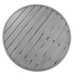 Martha Stewart Bedford 36" Round Indoor-Outdoor Aluminum Patio Dining Table with Trestle Base, Accommodates up to 4 Adults, Brushed Gray Woodgrain Finish