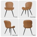 Nalupatio Dining Chairs Set of 2, Modern Dining Room Chairs Comfy Backrest Thick Upholstered Kitchen Chairs 19IN Height with Metal Legs Brown