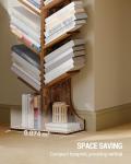 Hzuaneri Tree Bookshelf, 11 Tier Narrow Bookcase, Display Shelf, Book Organizer, Small Floor Standing Book Shelf for Bedroom, Living Room, Home Office, Rustic Brown BC01601X