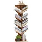 Hzuaneri Tree Bookshelf, 11 Tier Narrow Bookcase, Display Shelf, Book Organizer, Small Floor Standing Book Shelf for Bedroom, Living Room, Home Office, Rustic Brown BC01601X