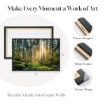 Framed Forest Landscape Wall Art, Horizontal Nature Sunset Canvas Artwork for Walls, Wilderness Scenery Photography Picture, Green Peaceful Print for Living Room Bedroom Office Wall Decor, 24x36 Inch