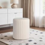 Get Set Style Modern Round Ottoman with Soft Padded Seat, Multifunctional Vanity Chairs for Makeup, Upholstered Footrest Stool Ottoman Foot Stool for Living Room, Bedroom