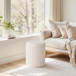 Get Set Style Modern Round Ottoman with Soft Padded Seat, Multifunctional Vanity Chairs for Makeup, Upholstered Footrest Stool Ottoman Foot Stool for Living Room, Bedroom