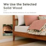 Sophia & William Queen Size Bed Frame, Wood Bed Frame with Hand-Woven Rattan Headboard, Solid Wood Slats Support, Brown