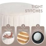 Get Set Style Modern Round Ottoman with Soft Padded Seat, Multifunctional Vanity Chairs for Makeup, Upholstered Footrest Stool Ottoman Foot Stool for Living Room, Bedroom