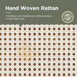 Sophia & William Queen Size Bed Frame, Wood Bed Frame with Hand-Woven Rattan Headboard, Solid Wood Slats Support, Brown