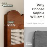 Sophia & William Queen Size Bed Frame, Wood Bed Frame with Hand-Woven Rattan Headboard, Solid Wood Slats Support, Brown