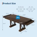 GarveeHome 71-Inch Rectangular Dining Table with Two Drawers, Wooden Kitchen Table w/Large Tabletop & Sturdy Frame, Large Dining Table for 6-8 with Double Pedestal, for Dining Room, Office