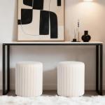 Get Set Style Modern Round Ottoman with Soft Padded Seat, Multifunctional Vanity Chairs for Makeup, Upholstered Footrest Stool Ottoman Foot Stool for Living Room, Bedroom