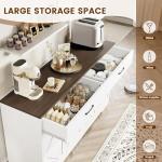 Sideboard Buffet Cabinet with Storage, 55.1" Large Kitchen Storage Sideboard with Drawers & Doors, Modern Wood Farmhouse Coffee Bar Cabinet, Buffet Table for Kitchen, Living Room, White, 55.1INCH