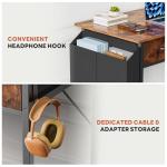 DUMOS 32" Home Office Computer Desk with Drawers, Small Gaming Writing Study Table with Storage Side Bag, Headphone Hook and Adjustable Feet for Bedroom Rustic Brown