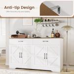 Sideboard Buffet Cabinet with Storage, 55.1" Large Kitchen Storage Sideboard with Drawers & Doors, Modern Wood Farmhouse Coffee Bar Cabinet, Buffet Table for Kitchen, Living Room, White, 55.1INCH