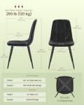 VASAGLE Set of 4 Dining Chairs, Dining Room Kitchen Chairs, Metal Frame, Adjustable Feet, Easy to Clean, Glacier-Textured PU Leather, for Kitchen, Ink Black UKDC188B01V1