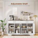 Sideboard Buffet Cabinet with Storage, 55.1" Large Kitchen Storage Sideboard with Drawers & Doors, Modern Wood Farmhouse Coffee Bar Cabinet, Buffet Table for Kitchen, Living Room, White, 55.1INCH