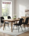 VASAGLE Set of 4 Dining Chairs, Dining Room Kitchen Chairs, Metal Frame, Adjustable Feet, Easy to Clean, Glacier-Textured PU Leather, for Kitchen, Ink Black UKDC188B01V1