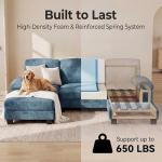 JUMMICO Sectional Couch with Double Chaise, U-Shaped Sofa with Removable & Washable Cushion Covers, 4 Seat Sofa Couches for Living Room, Apartment (Chenille, Blue)