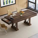 GarveeHome 71-Inch Rectangular Dining Table with Two Drawers, Wooden Kitchen Table w/Large Tabletop & Sturdy Frame, Large Dining Table for 6-8 with Double Pedestal, for Dining Room, Office