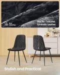 VASAGLE Set of 4 Dining Chairs, Dining Room Kitchen Chairs, Metal Frame, Adjustable Feet, Easy to Clean, Glacier-Textured PU Leather, for Kitchen, Ink Black UKDC188B01V1
