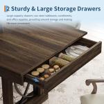 GarveeHome 71-Inch Rectangular Dining Table with Two Drawers, Wooden Kitchen Table w/Large Tabletop & Sturdy Frame, Large Dining Table for 6-8 with Double Pedestal, for Dining Room, Office