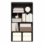 Furinno Jaya Book Shelf, 4-Tier Book Shelf, Bookcase with Open Shelving, Standing Bookshelf, 9.5 x 23.6 x 41.9, for Organization and Storage, for Home Office, Living Room, Espresso