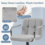 DUMOS Bar Stools Set of 4, Adjustable Swivel Bar Chairs with Padded Armrests and Ergonomic Backrest for Kitchen Island Counter Pub Dining Room, Water-Resistant PU Leather, Grey