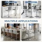 DUMOS Bar Stools Set of 4, Adjustable Swivel Bar Chairs with Padded Armrests and Ergonomic Backrest for Kitchen Island Counter Pub Dining Room, Water-Resistant PU Leather, Grey