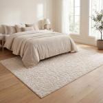 U'Artlines 5x7ft Washable Area Rug for Living Room, Neutral Beige Modern High-Low Pile Rug for Bedroom, Non Slip Soft Cozy Fluffy Large Floor Carpet for Dining Area, Kids Nursery Room