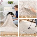 U'Artlines 5x7ft Washable Area Rug for Living Room, Neutral Beige Modern High-Low Pile Rug for Bedroom, Non Slip Soft Cozy Fluffy Large Floor Carpet for Dining Area, Kids Nursery Room