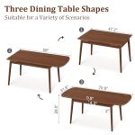 DONGMUWUJEE Solid Wood Extendable Dining Table for 4-8, 47.2” to 70.8” Expandable Table, Easy Assembly Extendable Dining Room Table, 3-in-1 Design, Ideal for Dining Room, Kitchen, Living Room (Walnut)