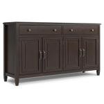 SIMPLIHOME Connaught Buffet - 67 inch Wide Solid Wood 4 Door Sideboard Cabinet in Dark Chestnut Brown, Traditional Dining Room Storage for Kitchen or Living Room with 2 Drawers and Adjustable Shelves