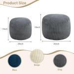 Manyday Round Stuffed Pouf Ottoman,Corduroy Foot Rest with Rebound Foam Filled, Furry and Fluffy Foot Stool Ottoman, Floor Poufs for Living Room (Gray, 26" D x 26" W x 18" H)
