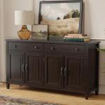 SIMPLIHOME Connaught Buffet - 67 inch Wide Solid Wood 4 Door Sideboard Cabinet in Dark Chestnut Brown, Traditional Dining Room Storage for Kitchen or Living Room with 2 Drawers and Adjustable Shelves