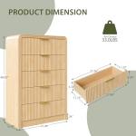 Decofy Fluted 5 Drawers Dresser, 48" Tall Modern Chest of Drawers with Round Edge & Metal Handle, Wood Drawer Organizer for Living Room, Bedroom, Entryway, Hallway (Natural Oak)