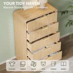 Decofy Fluted 5 Drawers Dresser, 48" Tall Modern Chest of Drawers with Round Edge & Metal Handle, Wood Drawer Organizer for Living Room, Bedroom, Entryway, Hallway (Natural Oak)