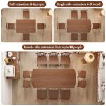 DONGMUWUJEE Solid Wood Extendable Dining Table for 4-8, 47.2” to 70.8” Expandable Table, Easy Assembly Extendable Dining Room Table, 3-in-1 Design, Ideal for Dining Room, Kitchen, Living Room (Walnut)