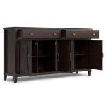 SIMPLIHOME Connaught Buffet - 67 inch Wide Solid Wood 4 Door Sideboard Cabinet in Dark Chestnut Brown, Traditional Dining Room Storage for Kitchen or Living Room with 2 Drawers and Adjustable Shelves