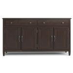 SIMPLIHOME Connaught Buffet - 67 inch Wide Solid Wood 4 Door Sideboard Cabinet in Dark Chestnut Brown, Traditional Dining Room Storage for Kitchen or Living Room with 2 Drawers and Adjustable Shelves
