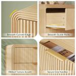 Decofy Fluted 5 Drawers Dresser, 48" Tall Modern Chest of Drawers with Round Edge & Metal Handle, Wood Drawer Organizer for Living Room, Bedroom, Entryway, Hallway (Natural Oak)