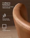 VASAGLE EKHO Collection - Dining Chairs Set of 2, Upholstered Kitchen Chairs, Comfortable Seat, Synthetic Leather with Stitching, Mid-Century Modern, Easy Assembly, with Storage Pocket, Caramel Brown